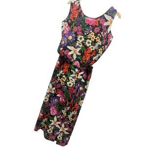 Nygard Collection Vintage 90's Floral 2 Piece Pencil Skirt Sleeveless Top Dress